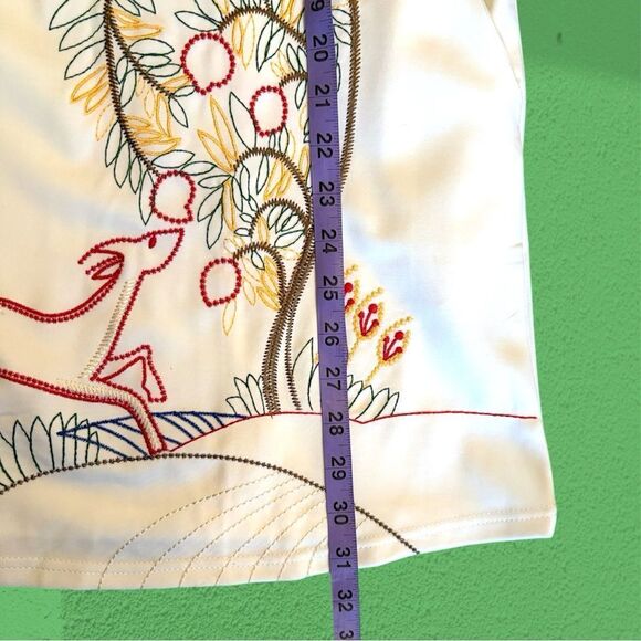 Vintage white embroidered mini shift dress with beaded mock neck. - Picture 8 of 8